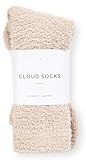Cozy Sock For Women | Fuzzy Ultra-Luxe Cloud Sock Gifts For Women & Men | Warm & Cozy Fuzzy Unisex Sleep Socks | Super Soft Luxurious Fabric With Bonus Travel Tote, (Stone, 1 Pair)