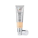 IT Cosmetics CC+ Cream (Light Medium) - Natural Full Coverage Foundation With SPF 50+, Color Corrector & Anti-Aging Hydrating Serum, Hyaluronic Acid + Peptides, Lightweight - 1.08 fl oz