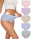 SIMIYA Cotton Underwear for Women, High Waisted Full Coverage Briefs 5 Pack