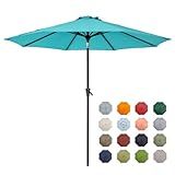 Tempera 9ft Patio Market Outdoor Table Umbrella with Push Button Tilt and Crank,Large Sun Umbrella with Sturdy Pole&Fade resistant canopy,Easy to set, Turquoise