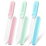 Makartt Nail Files: Glass Nail Files for Natural Nails, Double-Sided Reusable Sandblasted Fingernail Buffers with Case for Shape & Smooth Finish, Portable Manicure Gift Set, 3pcs Pink Green Blue