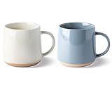 GBhome Ceramic Coffee Mugs Set of 2, 17oz Handmade Ceramic Coffee Mugs Set with Terracotta Underside for Latte/Tea/Beer/Hot Cocoa, Dishwasher & Microwave Safe