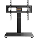 Perlegear Universal Swivel TV Stand Base for 32–70 inch TVs, Height Adjustable Table Top TV Stand Mount with Tilt, Tempered Glass Base, Holds up to 88 lbs, Max VESA 400x400mm, PGTVS26