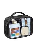 BAGSMART Clear TSA-Approved Toiletry Bag, Large Opening Quart Sized Makeup Bag with Handle, Double Zipper, Clear Cosmetic Organizer for Women