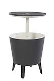 Keter Modern Cool Bar Outdoor Patio Furniture and Hot Tub Side Table with 7.5 Gallon Beer and Wine Cooler, Dark Grey