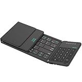 Hllhunkhe Foldable Bluetooth Keyboard with Touchpad, Portable Full Size Keys, Number Pad, Large Trackpad Travel Keyboards for iPad Laptop PC Tablets -Black