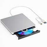 External Blu ray Drives Read/Write Compatible with Blu ray Burner Compatible USB 3.0/Type-C/Win7-11 OS Compatible with Read BD/DVD/CD Comes with English Manual and One-Year Warranty（Silver）
