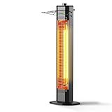 Outdoor Electric Patio Heater, 34-inch 1500W Infrared Tower Heater with Instant Heating, Tip-Over & Overheat Protection, IPX5 Waterproof Space Heater for Patio Garage Workshop Indoor & Outdoor Use