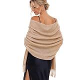 RIIQIICHY Winter Scarf for Women Beige Pashmina Shawls Wraps for Evening Dresses Large Warm Soft Scarves