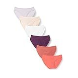 Amazon Essentials Women's Cotton Bikini Brief Underwear (Available in Plus Size), Pack of 6, Neutral Shades, Large