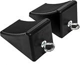 MaxxHaul 50011 Heavy-Duty Rubber Wheel Chocks with Eyebolt, Anti-Slip Design for Trailers, RVs, and Trucks (6.5" x 3.75" x 4") - 2 Pack