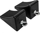 MaxxHaul 50011 Heavy-Duty Rubber Wheel Chocks with Eyebolt, Anti-Slip Design for Trailers, RVs, and Trucks (6.5" x 3.75" x 4") - 2 Pack