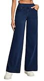 Heathyoga Wide Leg Jeans Woman High Waist Pull On Baggy Jeans for Women Stretchy Jean Pants Straight Leg Denim Pants Petite Dark Blue