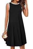 MEROKEETY Women's 2025 Summer Casual Sundress Beach Vacation Sleeveless Tank Crewneck Coverup Mini Dresses, Black, Medium