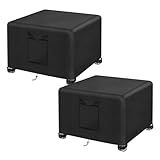 Kovshuiwe 2Pcs-25"L x 25"W x 17"H Outdoor Patio Ottoman Cover, Waterproof Patio Ottoman Cover, Heavy Duty，with Padded Handles,Black