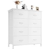 Sweetcrispy 8 Drawer Fabric White Dresser for Bedroom, Tall Double Dresser