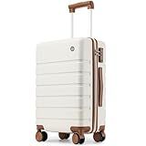 Hulsin Carry on Luggage Suitcase, 22x14x9 Airline Approved 20 Inch Hardside Carry-on Luggage with Spinner Wheels, Hard Shell Luggage with TSA Lock, Hard Case Small Travel Suitcase (White, 20-Inch)
