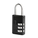 Master Lock Black Combination Padlock, Indoor Gym Locker Lock with Customizable 3-Digit Code for Luggage, Backpacks, Cabinets, 647D