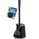 Toilet Plunger with Holder, Plungers for Bathroom Heavy Duty for 5.3-inch Toilet Drain, Toilet Plunger and Holder Combo for Bathroom Cleaning (Style 1)
