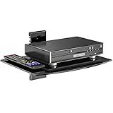 WALI Floating TV Shelf, 1 Tier Glass Projector Shelf for DVD Players, Routers, Game Consoles, Cable Boxes, Living Room Decor, Wall Mount Shelves Hold Up to 17.6lbs (CS201B), 1-Shelf, Black
