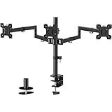 WALI Triple Monitor Mount, 3 Monitor Desk Mount for 13-27 inch Computer Screens, Holds up to 22 lbs, Triple Monitors Stand for Desk, with Tilt, Swivel, Rotation, VESA 75/100mm (M003S), Black