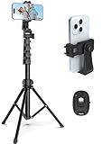Liphisy 64” Tripod for Cell Phone & Camera, Phone Tripod with Remote and Phone Holder, Sturdy & Stable Height Adjustable Multi-Angle Shot Selfie Stick Tripod for Video Recording