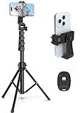 Liphisy 64” Tripod for Cell Phone & Camera, Phone Tripod with Remote and Phone Holder, Sturdy & Stable Height Adjustable Multi-Angle Shot Selfie Stick Tripod for Video Recording