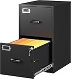 SISESOL 2 Drawer File Cabinet with Lock,Narrow Vertical Filing Cabinet,Under Desk File Cabinets,Black Metal File Cabinets for Home Office,Fit Letter/A4/Legal Size File,Easy Assembly