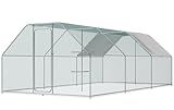 Chicken Coop Large Metal Chicken House/Pen with Climbing Frame for 15-20 Chickens, Outdoor Walk-in Poultry Cage Flat Shape for Ducks, Rabbits, Dogs Etc, 236" x 117.6" x 78.7" - 2 Box Set