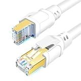 DDMALL CAT 8 Ethernet Cable 1.5ft, 3ft 6ft 10ft 15ft 20ft 25ft 30ft 40ft 50ft 65ft 100ft High Speed, Shielded in Wall, Internet Cord with RJ45 Connector, Weatherproof, Indoor&Outdoor (1.5ft White)