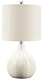 Signature Design by Ashley Rainermen 20" Modern Herringbone Ceramic Table Lamp, Off White