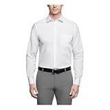 Van Heusen Men's Dress Shirt Regular Fit Poplin Solid, White, 17.5" Neck 34"-35" Sleeve