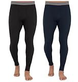 Fruit of The Loom Men's 2-Pack Recycled Waffle Thermal Underwear Bottom, Black/Navy, Large