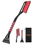 AstroAI 27" Snow Brush and Ice Scrapers for Car Windshield, Detachable Snow Scrapers with Ergonomic Foam Grip for Cars, Trucks, SUVs (Heavy Duty ABS, PVC Brush, Red)