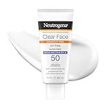 Neutrogena Clear Face Sunscreen Lotion SPF 50 for Acne-Prone Skin Broad Spectrum UVA UVB Protection Oil-Free No-Fragrance No-Oxybenzone Water-Resistant Daily Face Moisturizer, 3 fl oz