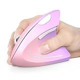 TECKNET 2.4G Ergonomic Mouse Vertical Wireless - 4800 DPI Optical Carpal Tunnel Mice Right Hand, 4800 DPI Adjustable, Quiet Clicks, 6 Buttons for Laptop, Desktop, PC, Computer - Pink Purple