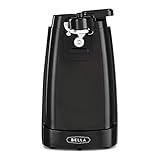 bella Electric Can Opener and Knife Sharpener, Removable Cutting Lever, Cord Storage, Stainless Steel Blade, Black
