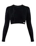 AUROLA Serpent Snake Long Sleeve Shirts for Women, Seamless Workout Crop Tops Crew Neck Cropped T Shirt Athletic Yoga,Black,S