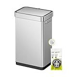 EKO Deluxe Mirage-T 50 Liter / 13.2 Gallon Touchless Rectangular Motion Sensor Trash Can, Matte Stainless Steel Finish