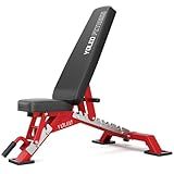 YOLEO Commercial Adjustable Weight Bench - MAX 2300/660LB Heavy Duty Workout Bench for Home Gym, Decline/Flat/Incline Bench Press 2.4" Thick Pad(6-Step Assembly) (Red)