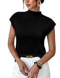 Womens Summer Tops Trendy 2026 Short Sleeve Sweater Mock Turtle Necks Spring Tops Basic Tees Cute Business Casual Outfits Date Night Shirts Vacation Clothing Fashion Work Blouses S Black