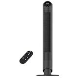 hykolity 40'' Tower Fan for Bedroom, 90° Oscillating Standing Fan, 28dB Ultra Quiet, 26ft/s Velocity Bladeless Floor Fan with 3 Speeds & 4 Modes, 12H Timer for Living Room, Home, Office, Black