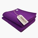 Yogikuti Iyengar Cotton Yoga Blanket Set of Two – Thick Handwoven Yoga Blankets for Restorative Yoga, Meditation & Pranayama – Premium Cotton Yoga Blanket for Support & Comfort in Pranayama (Purple)