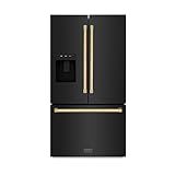 Z Line Kitchen and Bath ZLINE Autograph 36 in. Black Stainless Standard Refrigerator w/Gold Handles (RSMZ-W-36-BS-G)