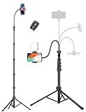 Phone Tripod, 86" Tall Tripod for iPhone with Flexible Gooseneck & Remote, Portable Aluminum Cellphone Stand for Selfies, Video Recording,Travel, Compatible with iPhone Android