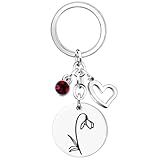 Axmerdal Birth Flower Jewelry Keychains for Women Birthstone Stainless Steel Guardian 12 Months Floral Pendant Lover Gift (Jan.)