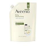 Aveeno Daily Moisturizing Body Wash for Sensitive Skin + Prebiotic Oat, Gently Cleanses, Nourishes & Feels Moisturizing Dry Skin, Light Fragrance, Refill Pouch, 36 fl. oz