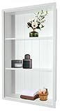 Nalwort 14" x 24" Recessed Medicine Cabinet, 3-Tier Wall Niche for Bathroom, Bedroom, Living Room, Kitchen, White, Solid Wood Wall Medicine Cabinet