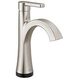 Delta Lineax Touchless Bathroom Faucet 1-Hole with Touch On Technology, Brushed Nickel Single Hole Bathroom Sink Faucet, Metal Push-Pop Drain, Stainless 562T-SS-DST