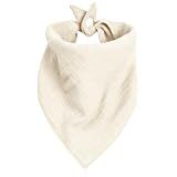 Dimidium Beige Dog Bandanas Plain Color with Adjustable Snap Button 100% Cotton Pet Solid Wedding Engagement Scarf for Medium and Large Breeds (31-75lbs)